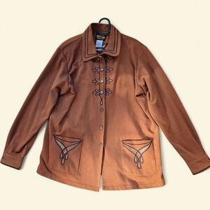 Bob Mackie Wearable Art Embroidered Button Up Shirt Jacket